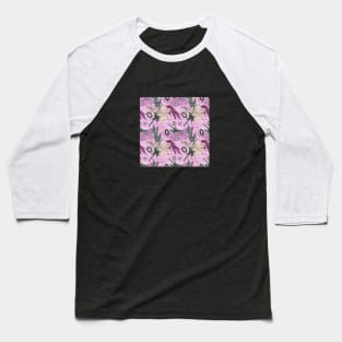 Modern Floral Dahlia Pattern Baseball T-Shirt